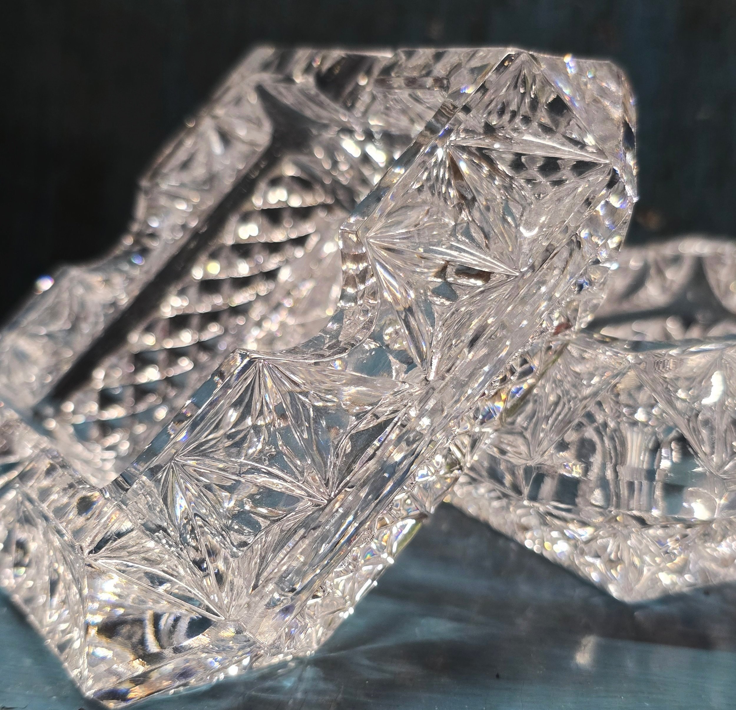Crystal Glass Stackable Ashtray Set of 2