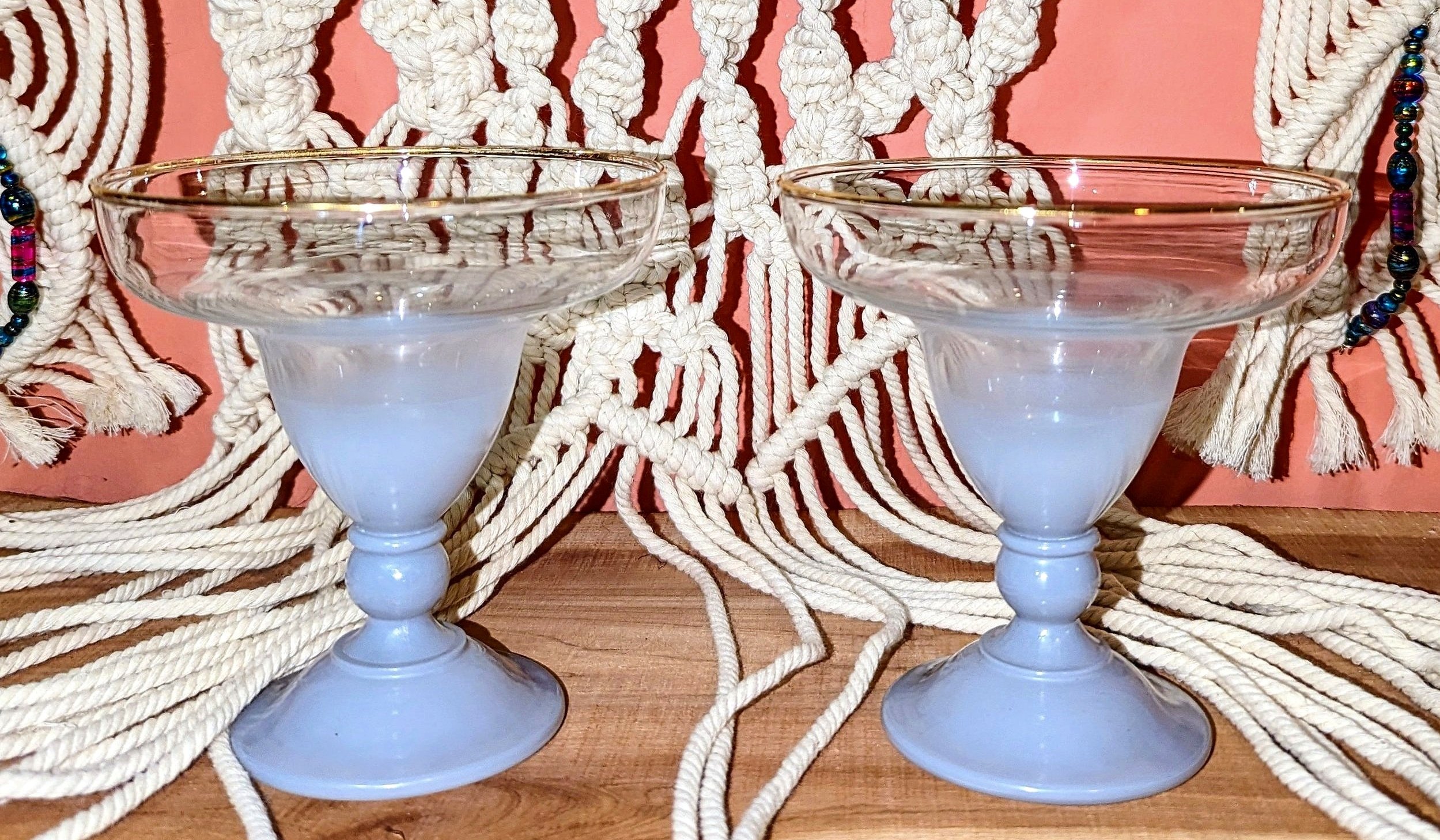 1950's Vintage Blendo Lilac Cocktail Glasses with Gold Trim, Set of 2 (Copy)
