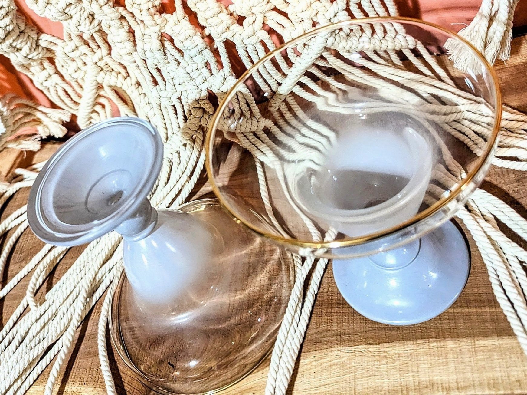 1950's Vintage Blendo Lilac Cocktail Glasses with Gold Trim, Set of 2 (Copy)