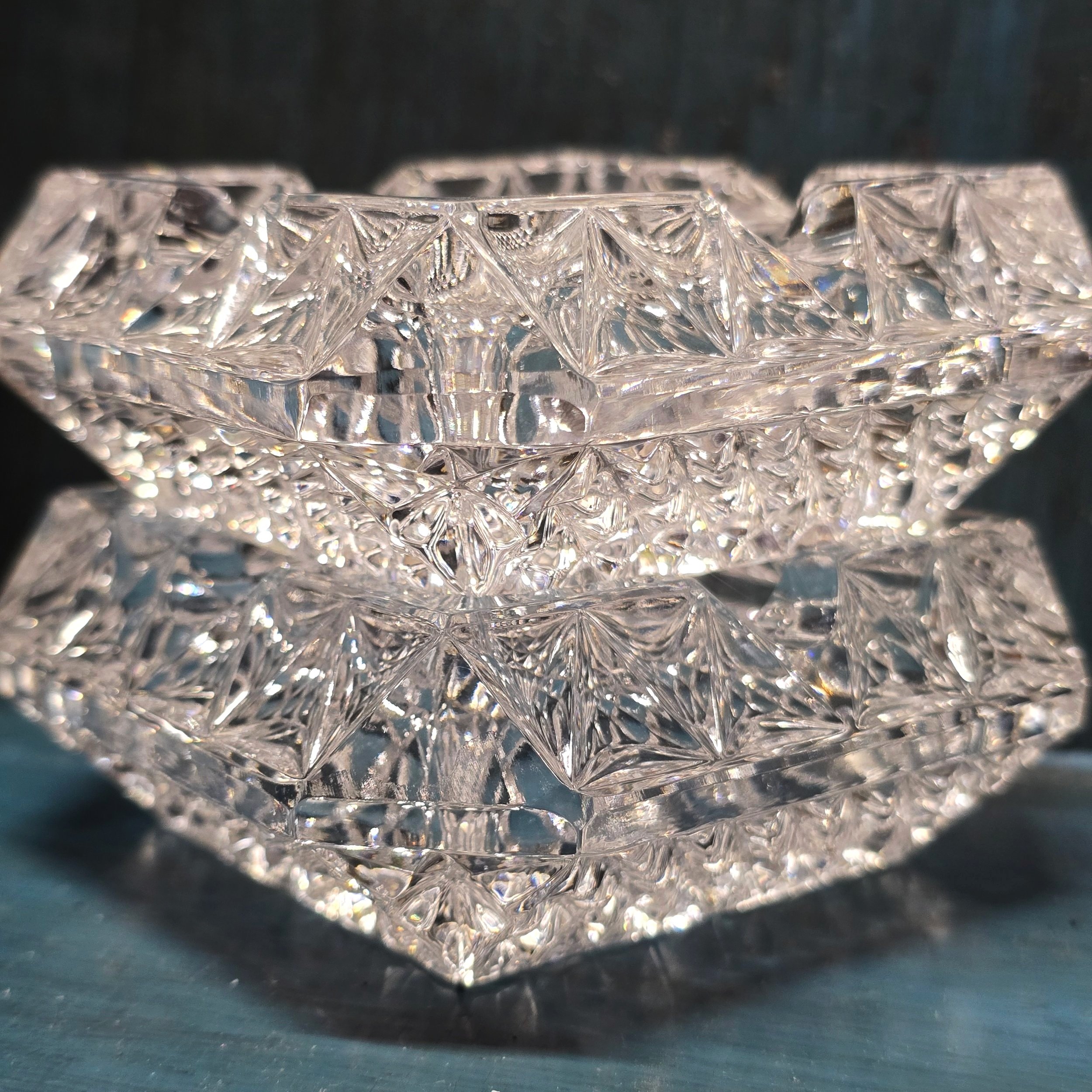 Crystal Glass Stackable Ashtray Set of 2