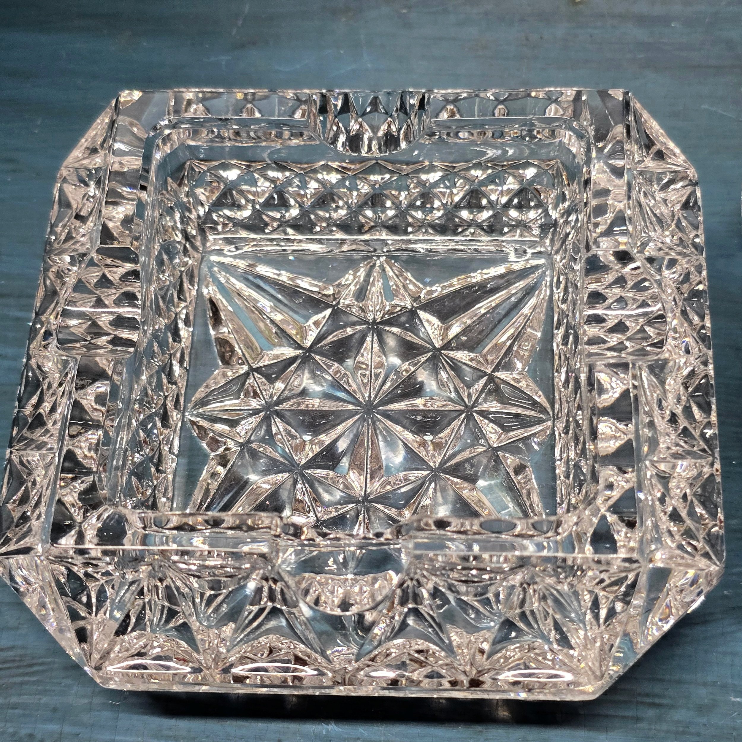 Crystal Glass Stackable Ashtray Set of 2
