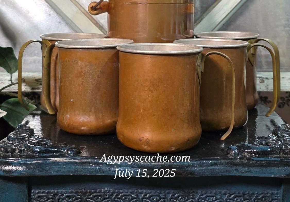 Copper Craft Guild of Taunton Copper Mugs with Brass Handled, Set 5