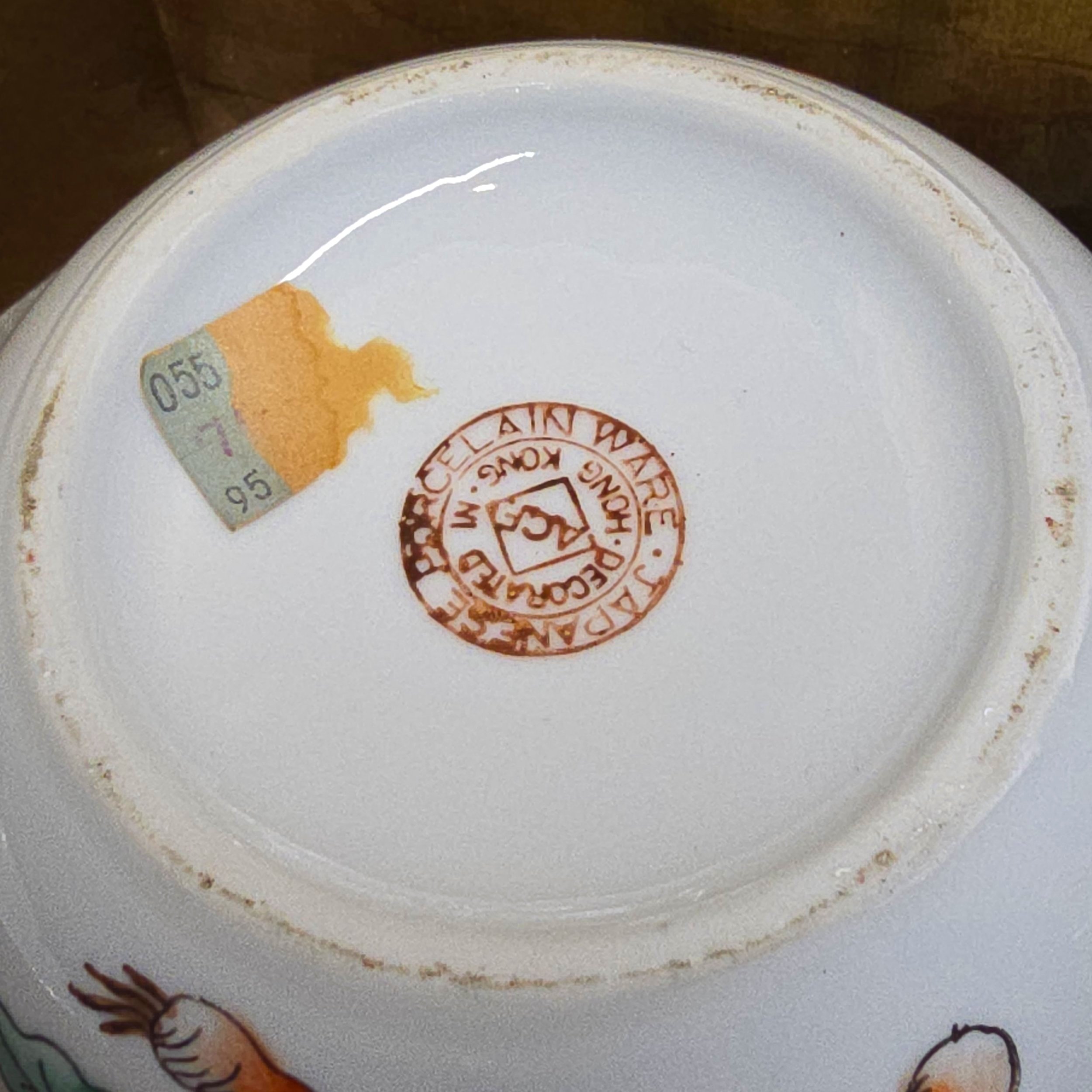 Hand Painted Japanese Porcelainwares Decorated in Hong Kong, Set of 2,