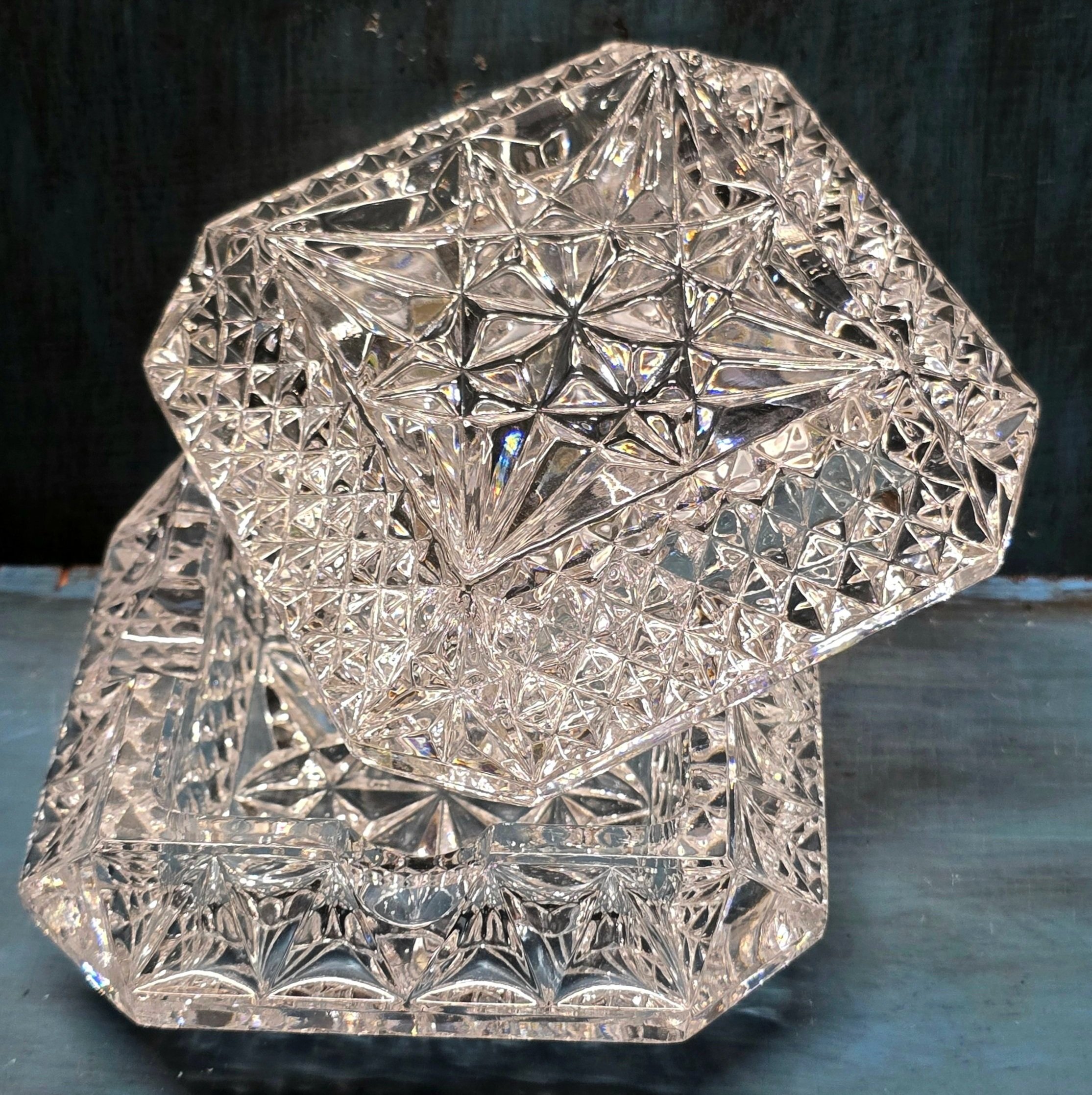Crystal Glass Stackable Ashtray Set of 2