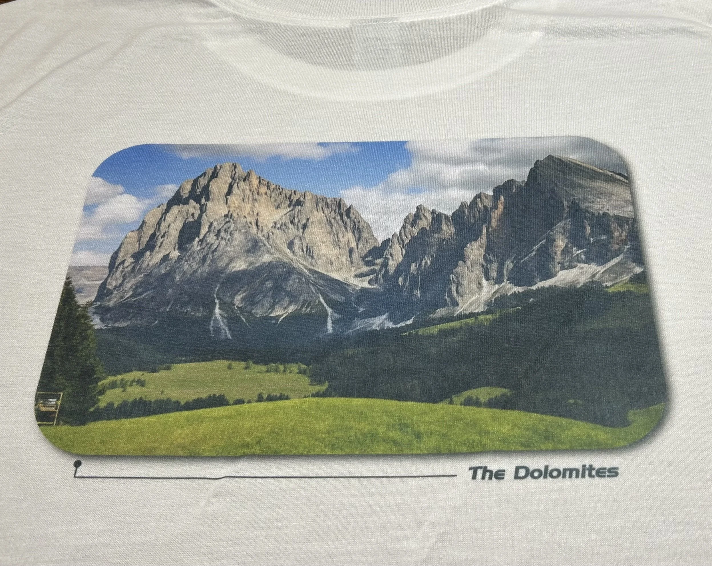 T-Shirt White - The Dolomites Photo (back) .jpeg