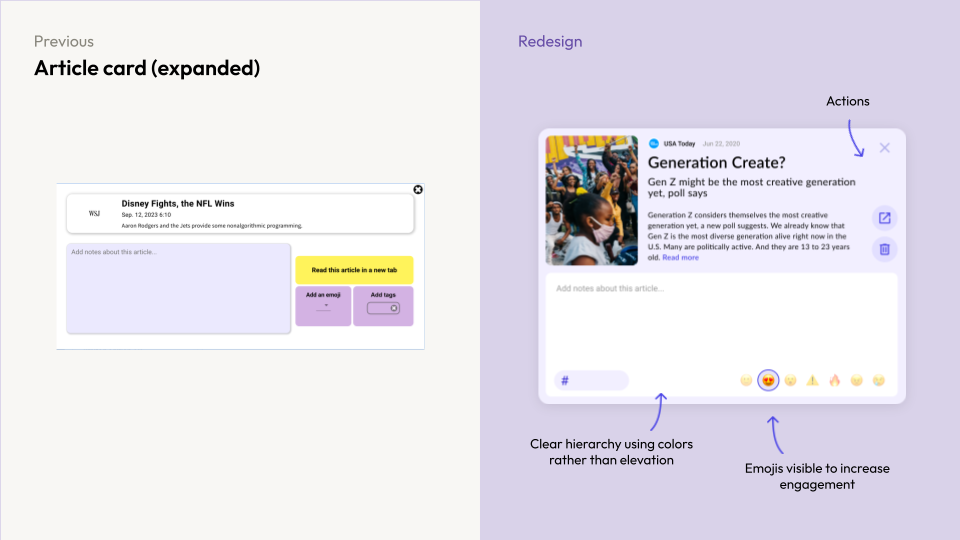 Mucktracker's article cards