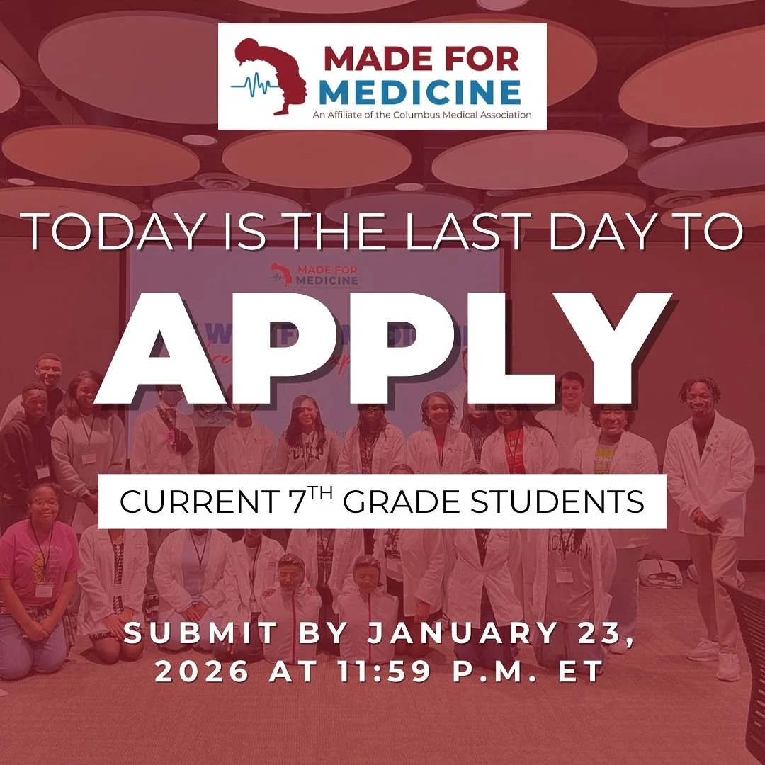 🗣️ TODAY IS THE LAST DAY TO APPLY for the Spring 2026 cohort of Made for Medicine.

✍🏽 Applications are open to current 7th grade students until 11:59 p.m. ET.

🥼 We&rsquo;re thrilled to continue supporting the next generation of doctors. 

Tap th