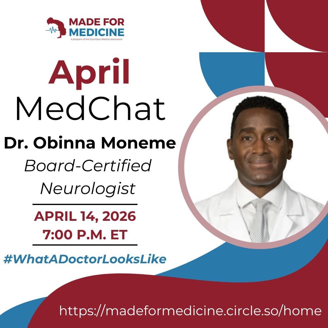 🩺 We're excited to welcome Dr. Obinna Moneme to this month's MedChat!

🗓️ Join us virtually on Tuesday, April 14 at 7:00 p.m. ET.

Dr. Moneme is a board-certified neurologist with a subspecialty in clinical neurophysiology. His clinical interests a