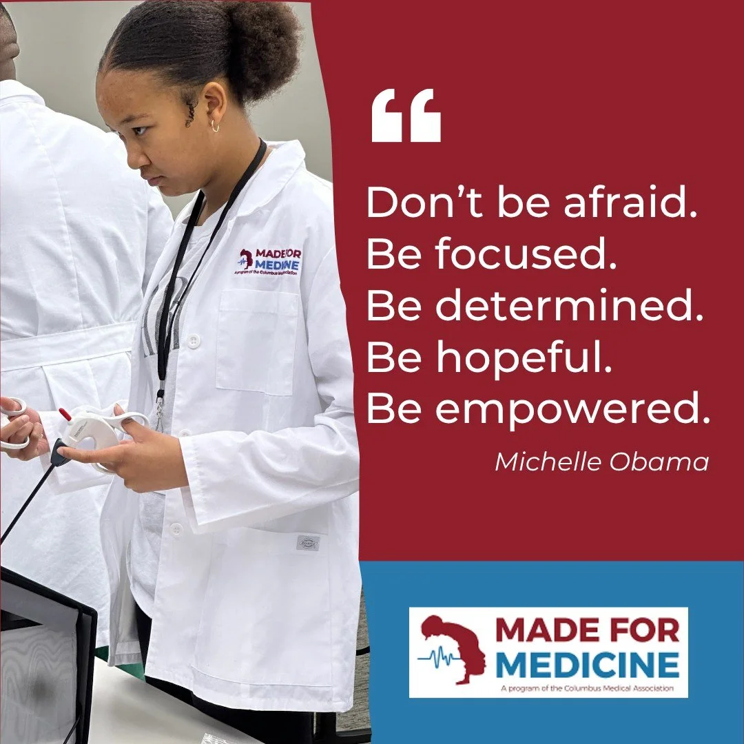 "Don't be afraid. Be focused. Be determined. Be hopeful. Be empowered." 
- Michelle Obama

#MadeForMedicine #WhatADoctorLooksLike #RepresentationMatters