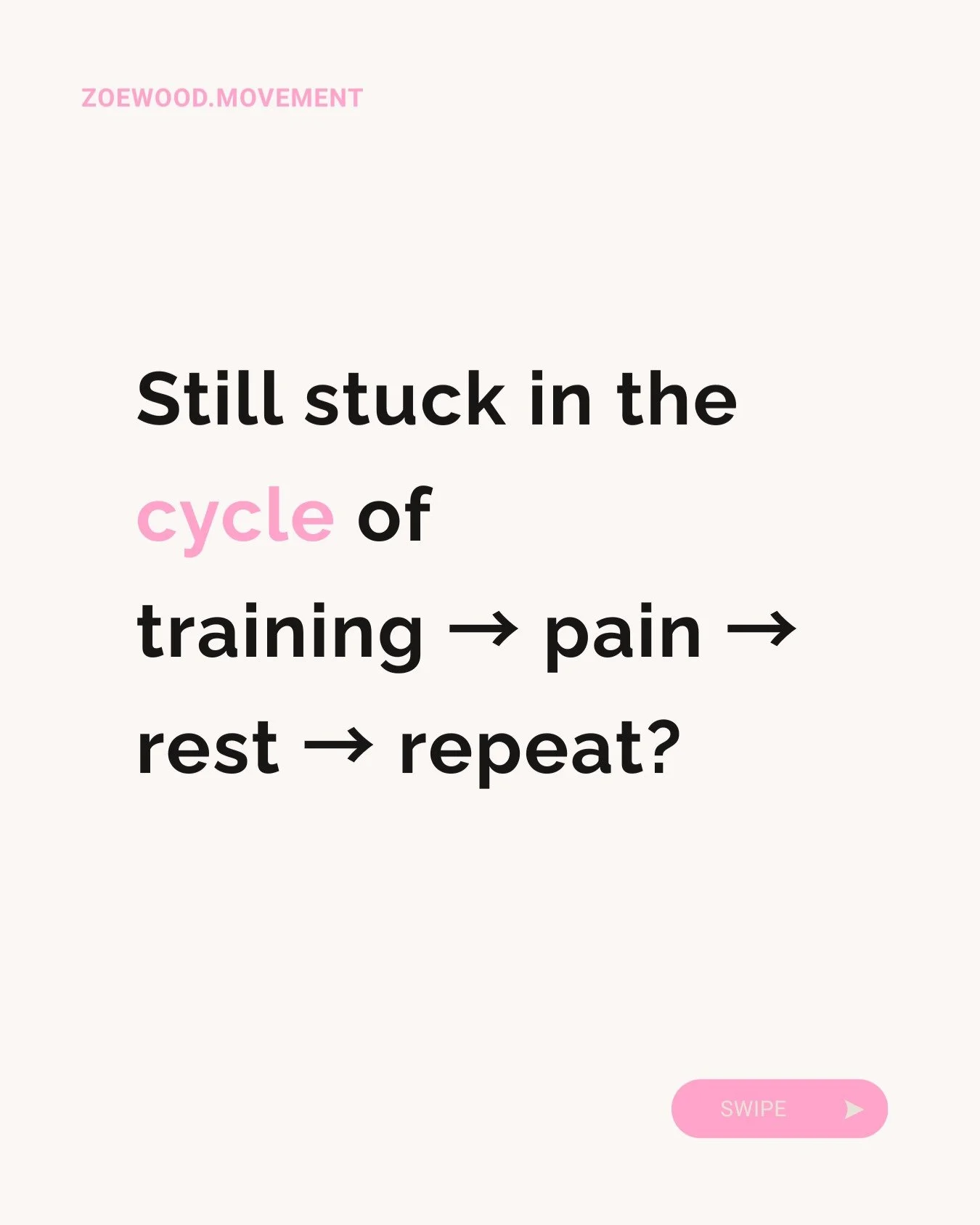 If you&rsquo;re stuck in the cycle of training &rarr; pain &rarr; rest&rarr; repeat, this is for you.

I&rsquo;m offering a Foundation Coaching Package to help you:
✔️ understand your body
✔️ reduce recurring pelvic floor, hip, or low back/SI symptom