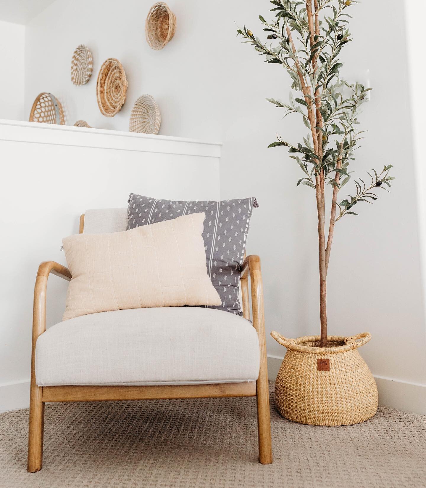 Our Nella Natural basket isn&rsquo;t only for storing small items. It is also great styled as a planter pot. #wovenroots#wovenrootsco#homedecor#baskets#handmade