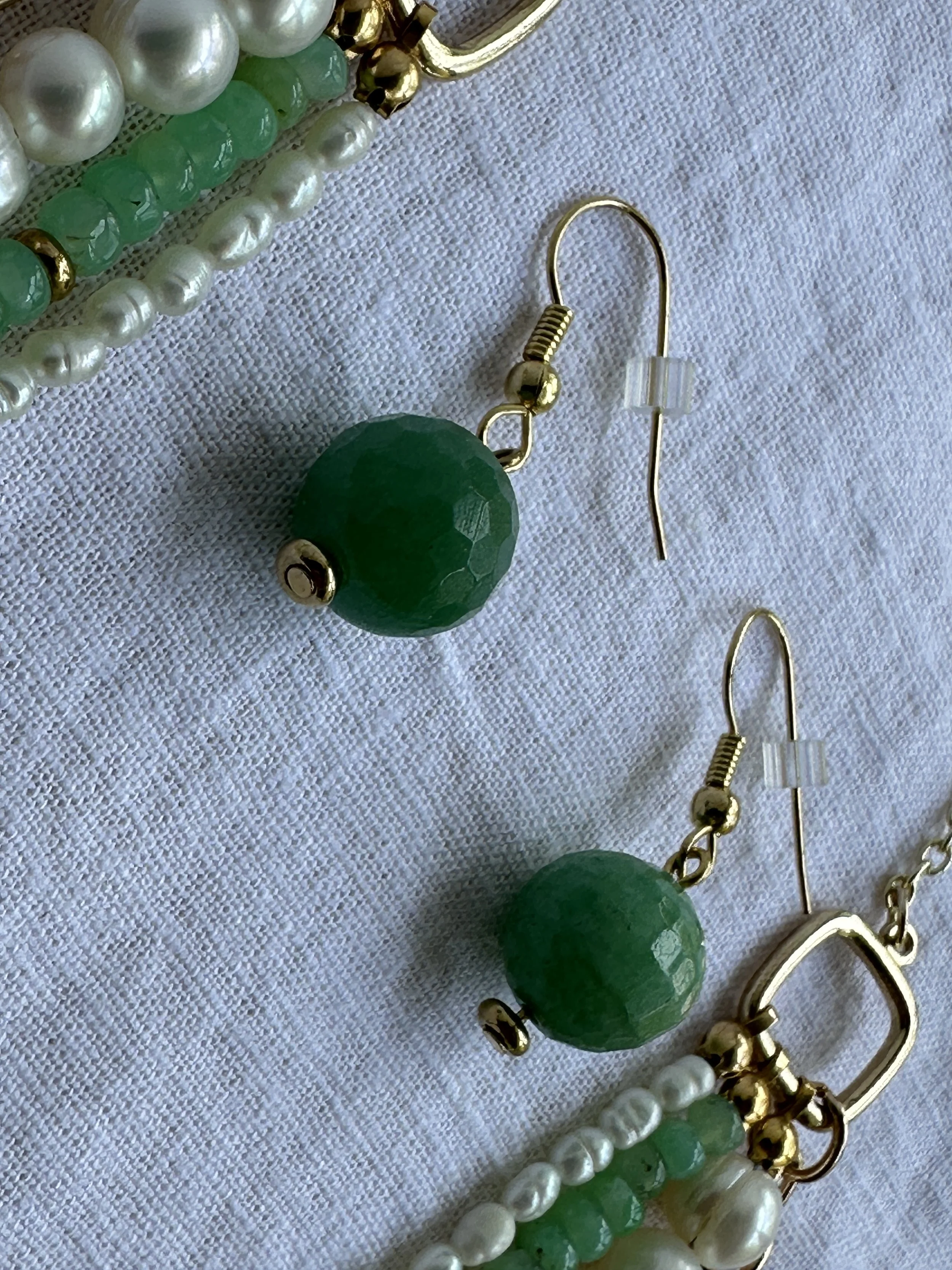 Natural Green Gemstone Drop Earrings