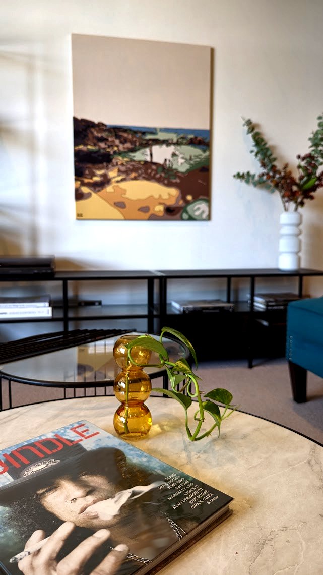 Interior styling decor close up coffee table book retro vase Artwork by Bravo Domino