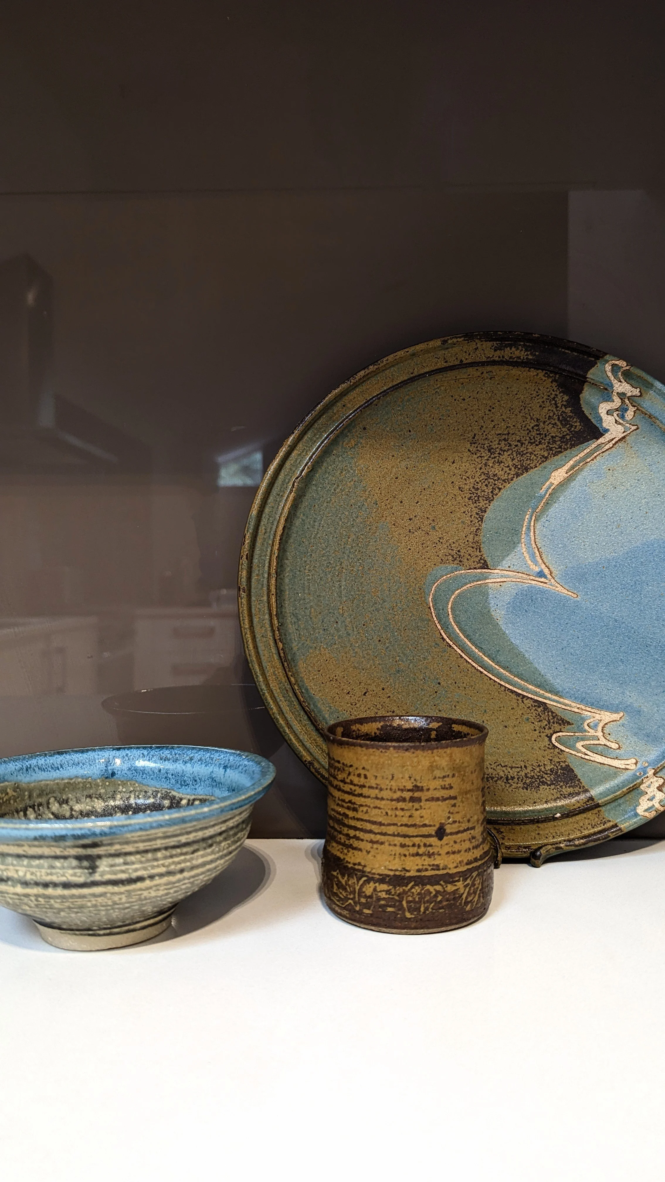 Kitchen Styling Brown Blue Ceramic Clay Platter Cup Bowl