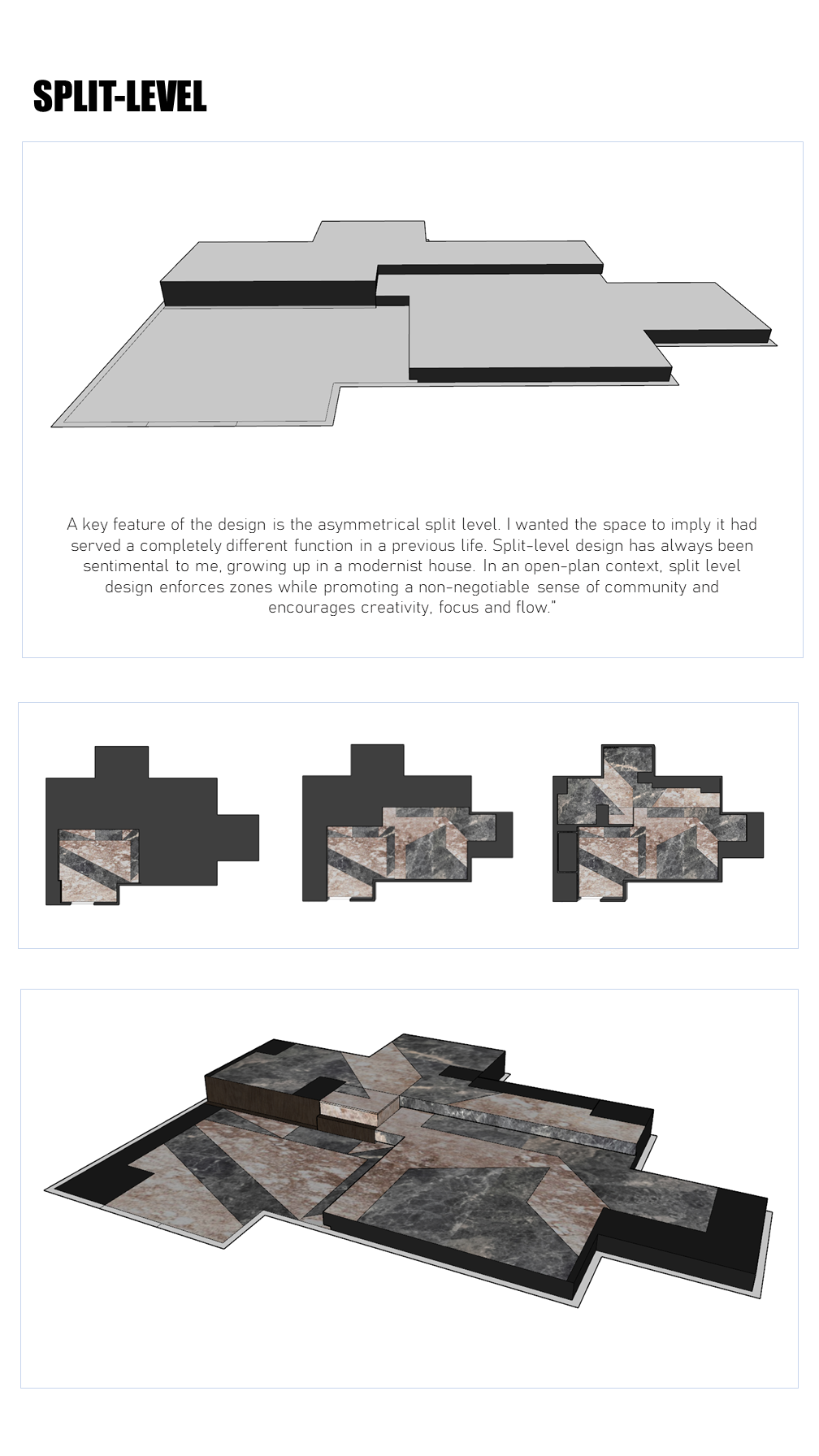 Industrial Modernist Office Split Level Floor Detail Marble