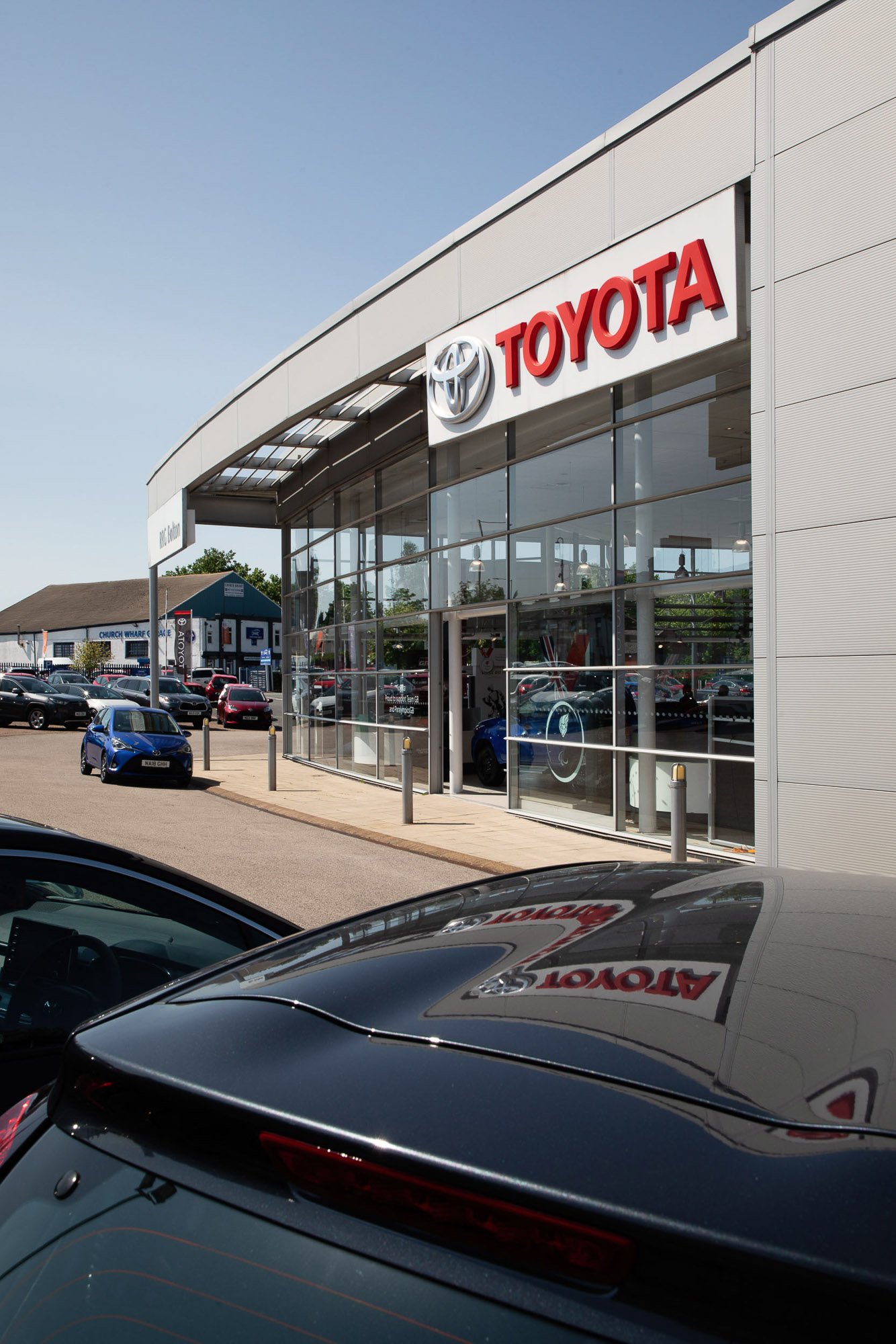 Exterior loaction photography of a Toyota car showroom in Greater Manchester.jpg