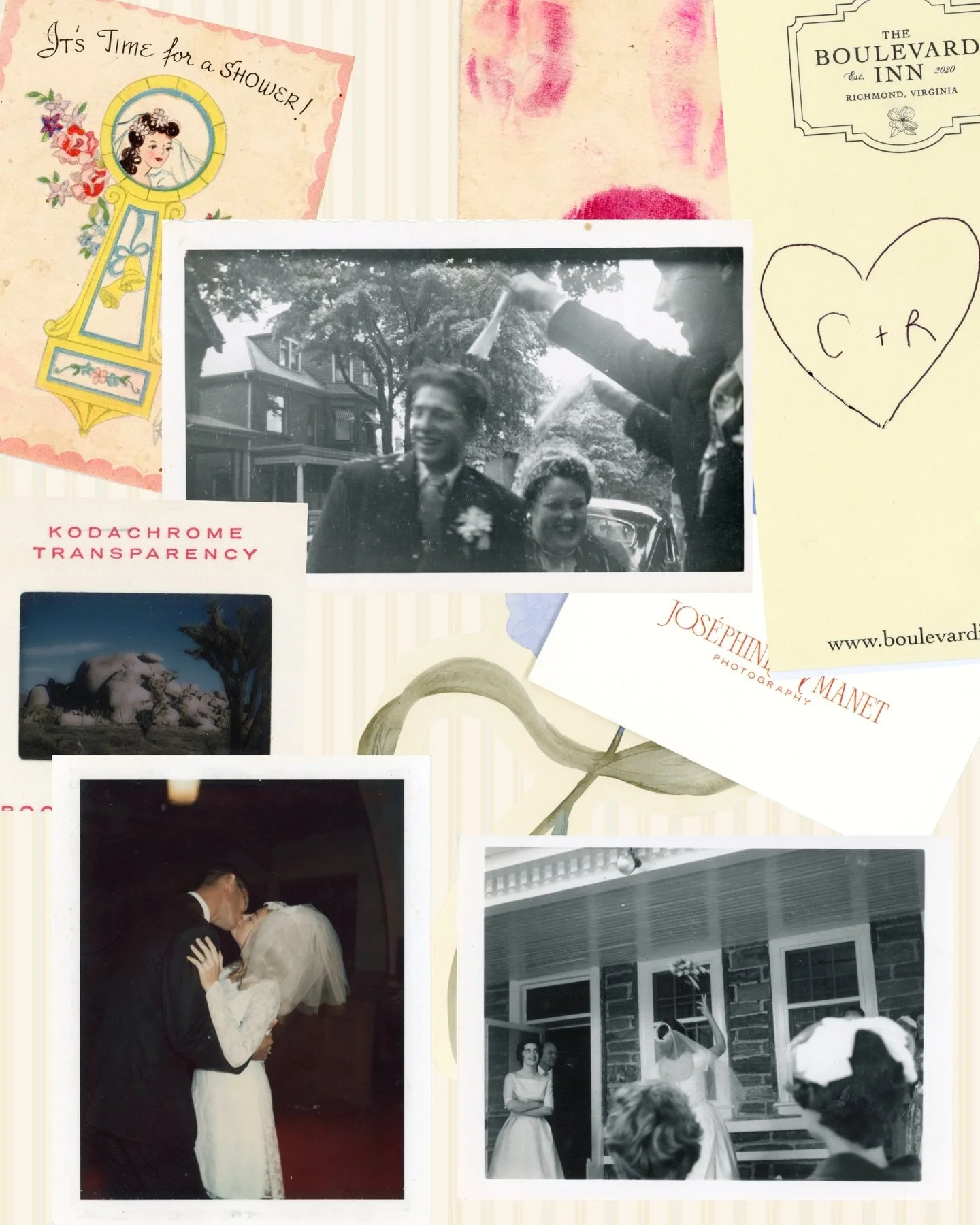 For years, I&rsquo;ve been collecting little trinkets and vintage photographs like a magpie obsessed with romantic keepsakes. As we enter summer season and my next long stretch of weddings, here&rsquo;s a little collage of what is currently inspiring