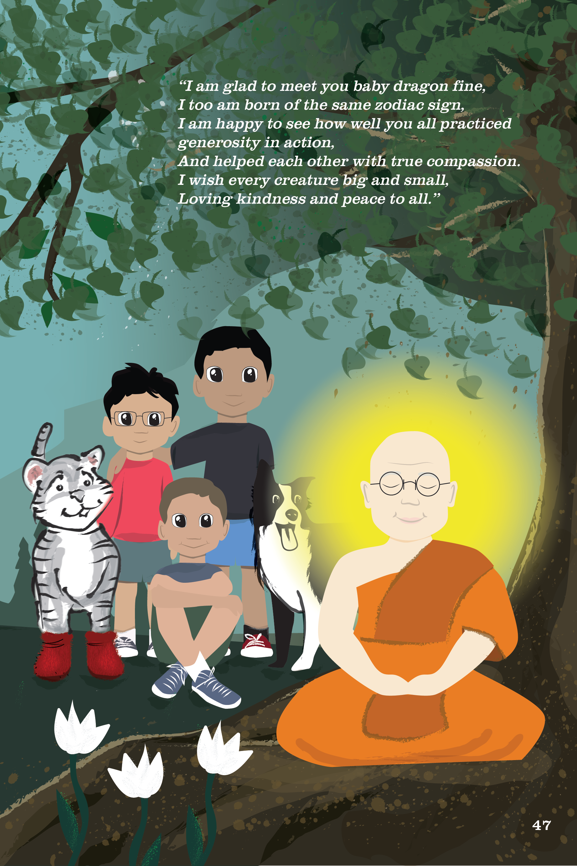 PAGE 47-Meditating under bodhi tree and Bhante.png
