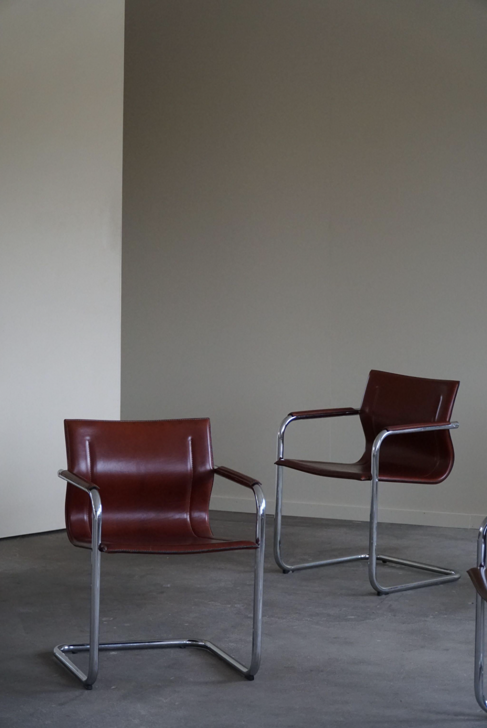 Set of Cantilever Armchairs in Leather by Matteo Grassi, Model MG15,  1970s — eliaselias