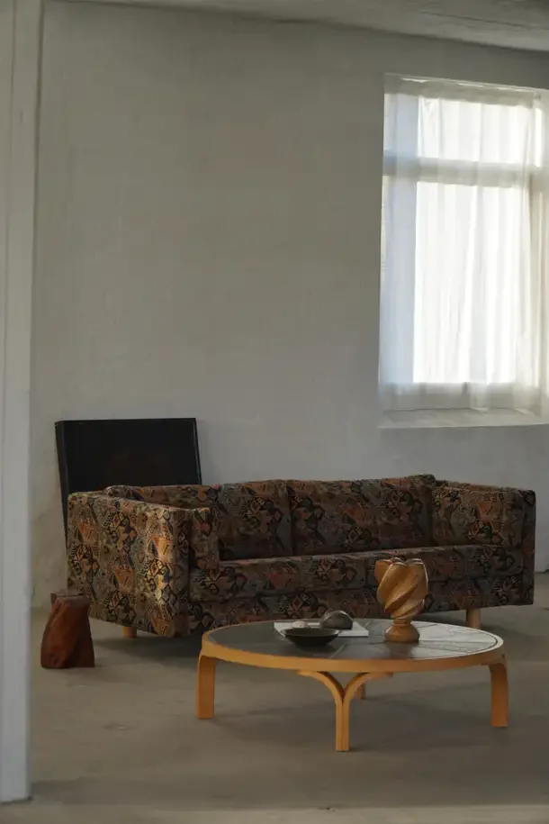 Danish Mid-20th Century Modern, Low Coffee Table, Wood Frame & Ceramic Tile Top