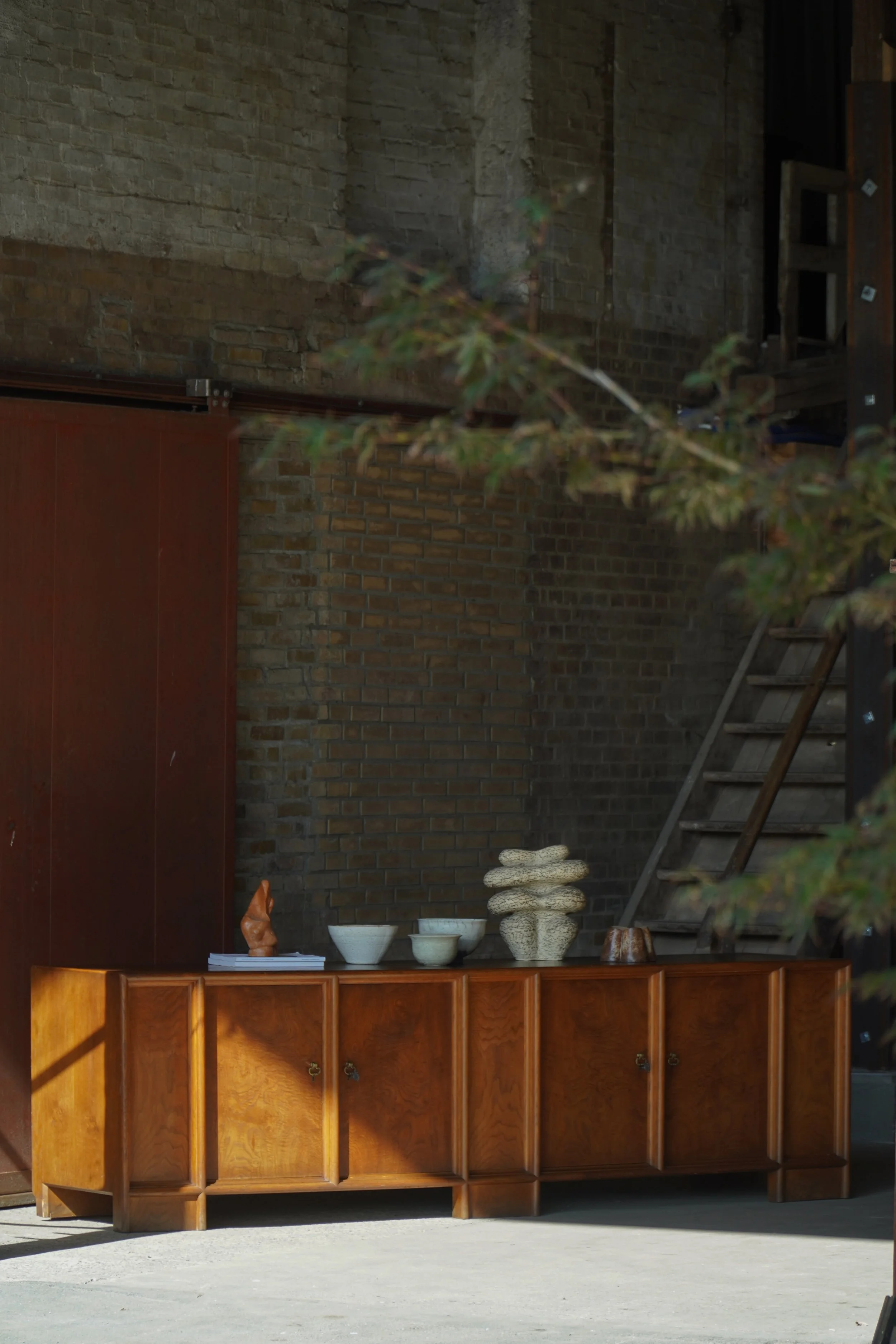 Large Sculptural Oak Sideboard with Paneled Doors, Danish Modern, 1950s