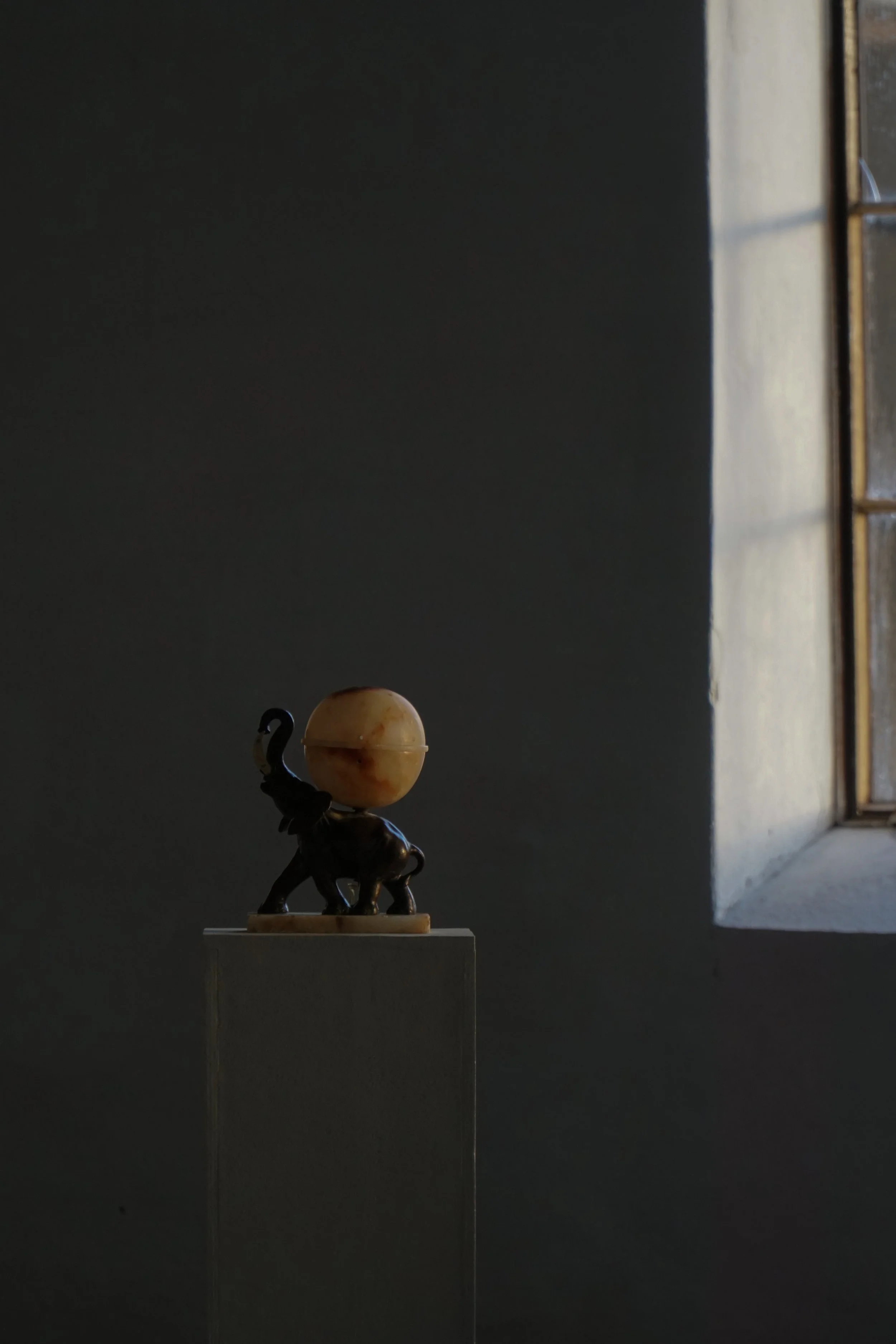 Art Deco, Elephant Table Lamp with Alabaster Globe, Early 20th Century, 1930s