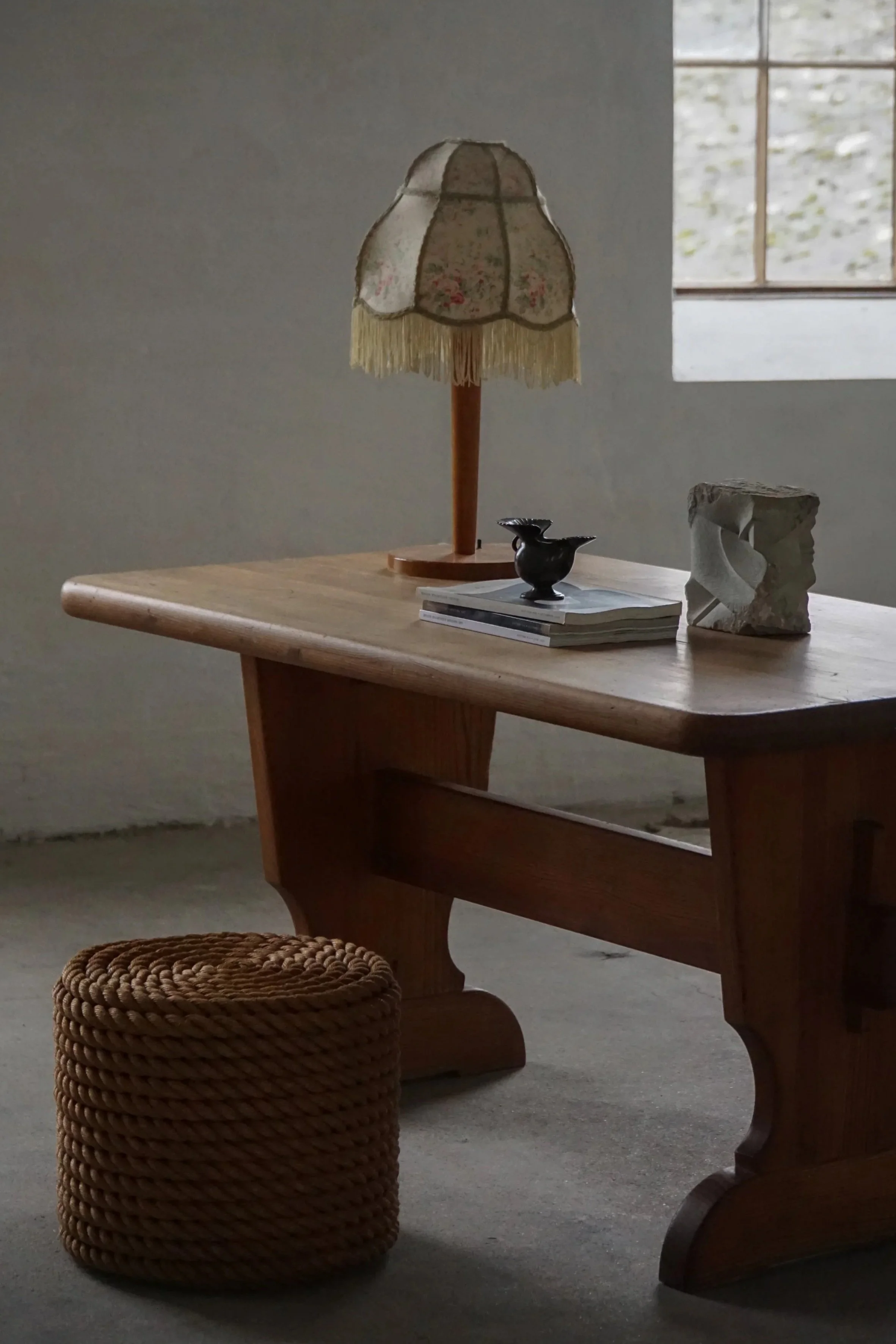 Late-20th Century, French Modern Rope Side Table / Ottoman, 1980s