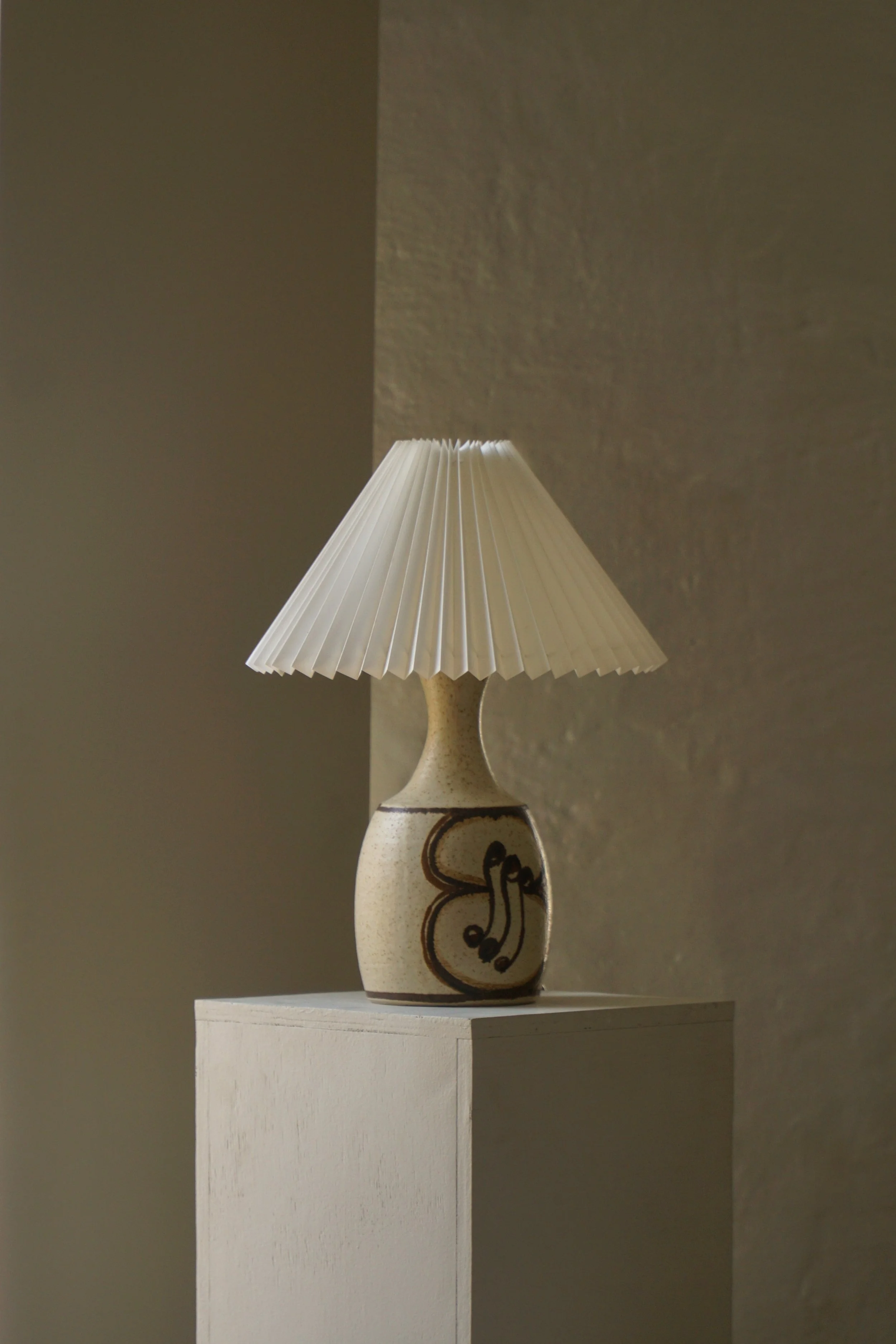 Danish Modern, Stoneware Table Lamp with Hand-Painted Decoration, Denmark, 1960s