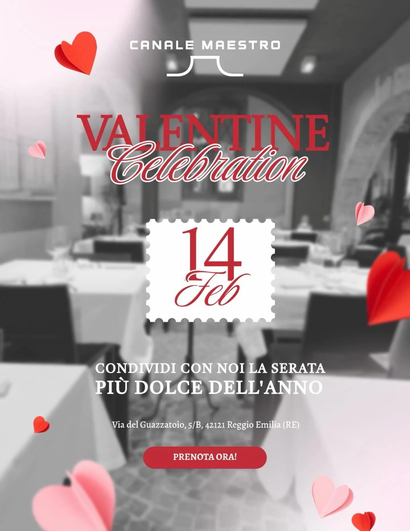 &hearts;️ L&rsquo;amore merita di essere celebrato.
Il 14 febbraio regalati una serata che profuma di emozioni, luci soffuse e sapori da ricordare.
Al Canale Maestro ogni dettaglio &egrave; pensato per farvi sentire unici, insieme. ✨

📅 14 Febbraio 