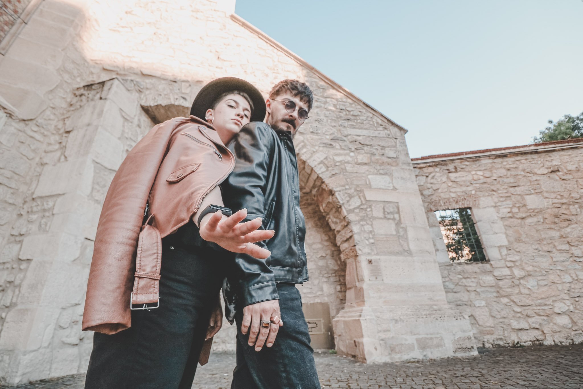 young fashion couple posing together in Cluj-Napoca Romania