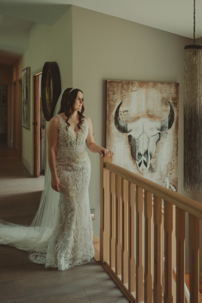 Bride photographed in Hyggee House, Wiltshire