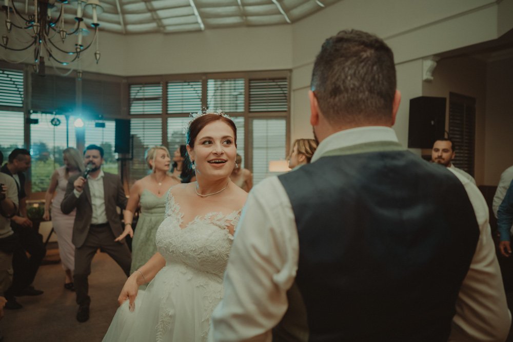 Bride and groom on the dancefloor at Brockencote Hall Hotel, Kidderminster