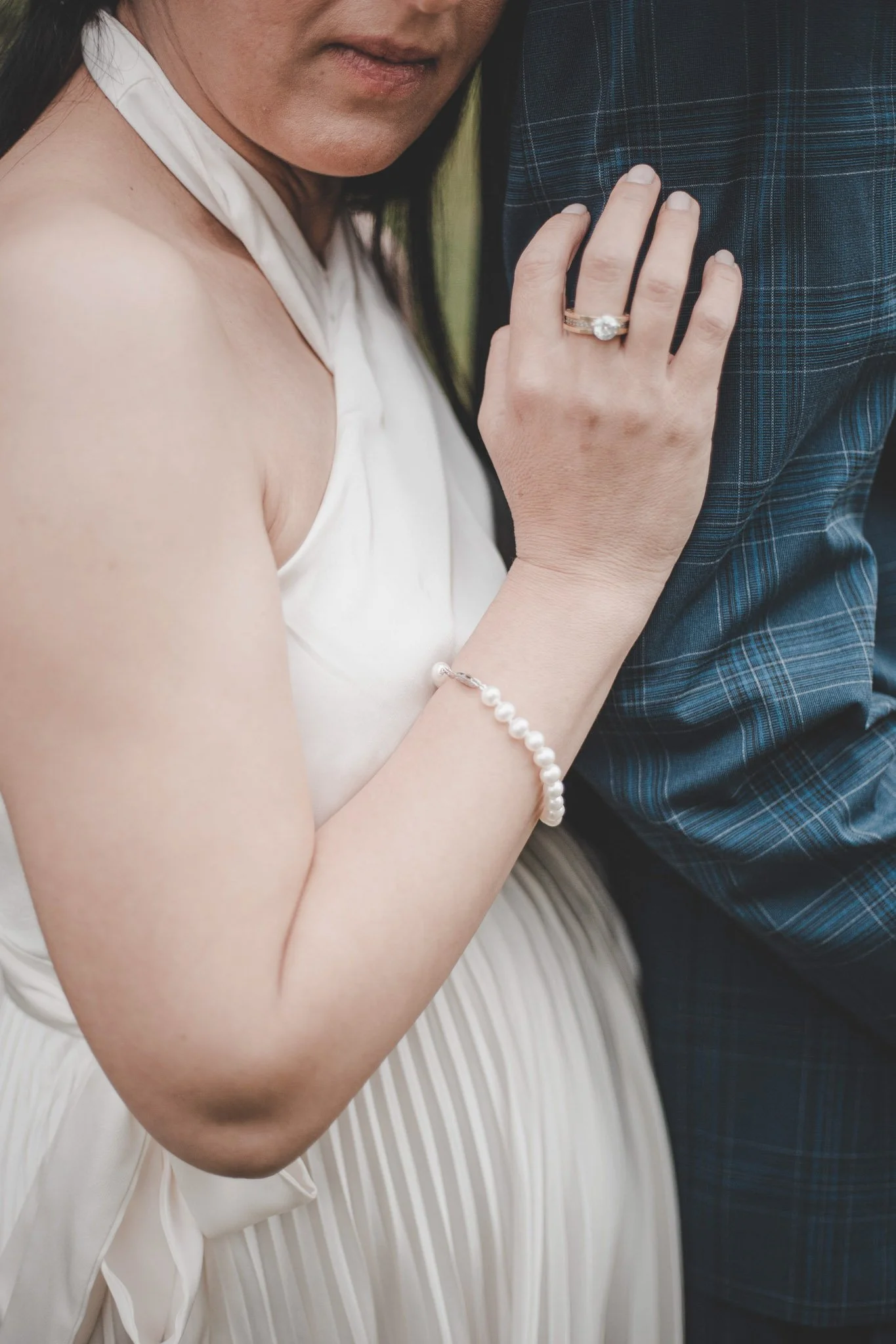 Detail of the engagement ring, on a wedding in Warwickshire