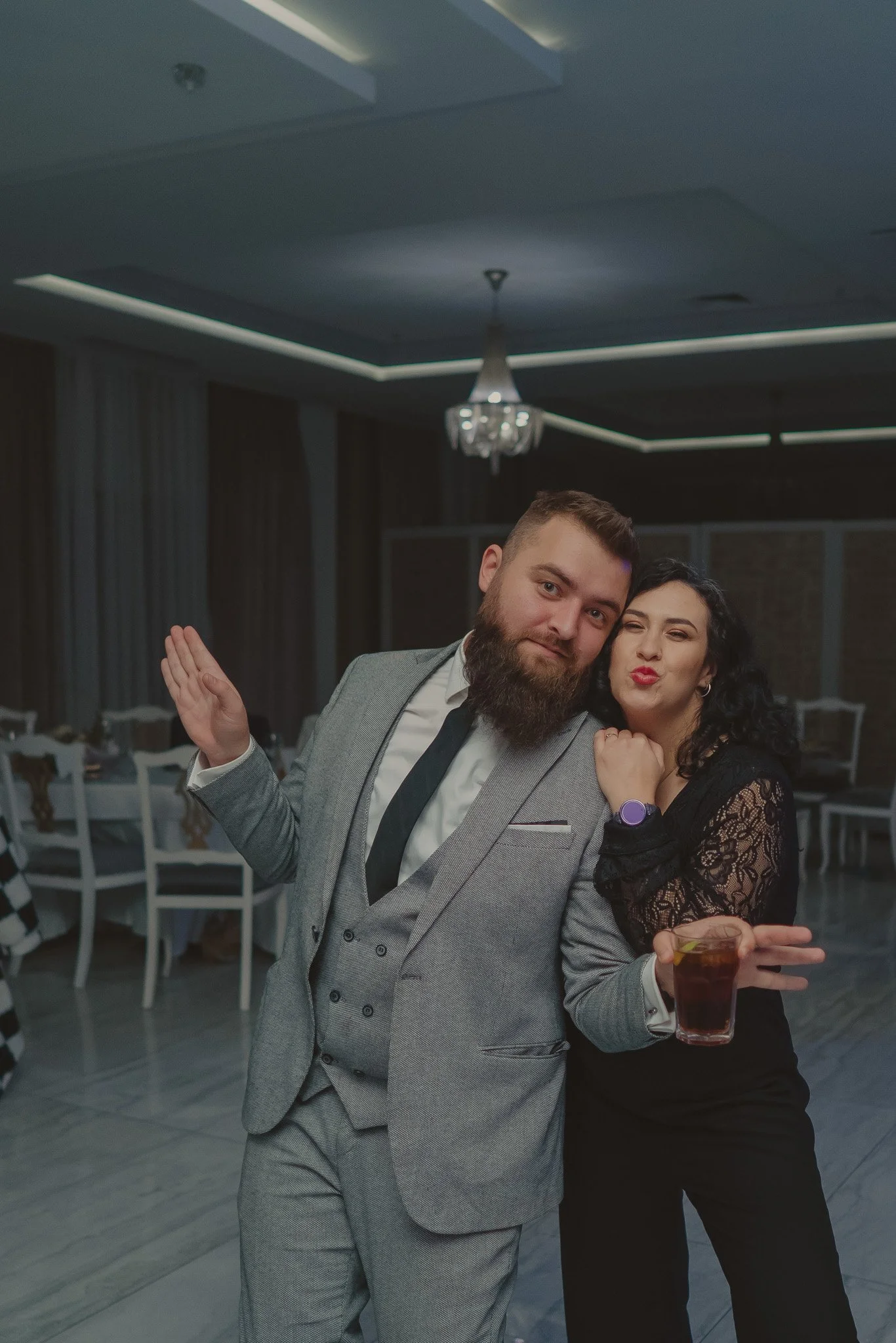 Guests posing in a funny way at Hotel Royal Classic, Cluj-Napoca, Romania