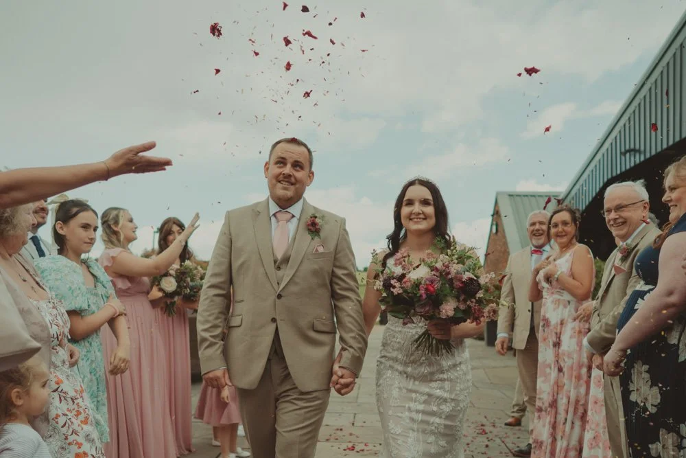 Confetti exit, at Wellington Barn, Wiltshire