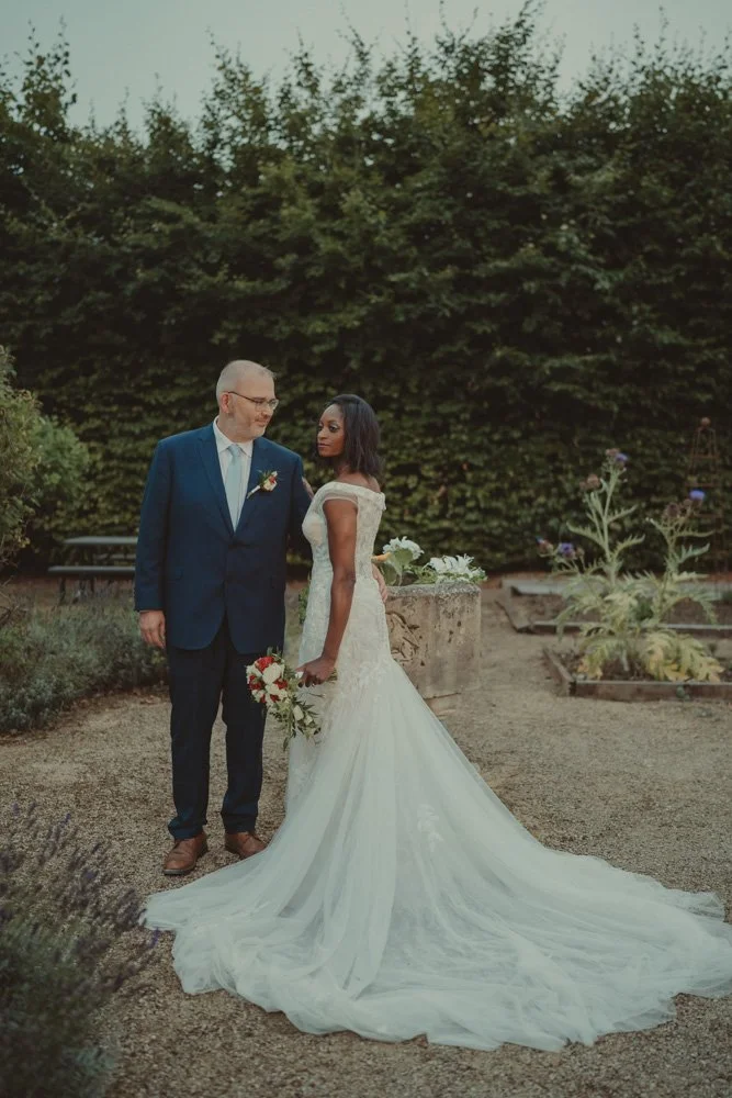 Bride and groom photographed on their wedding day in Drayton, Oxfordshire