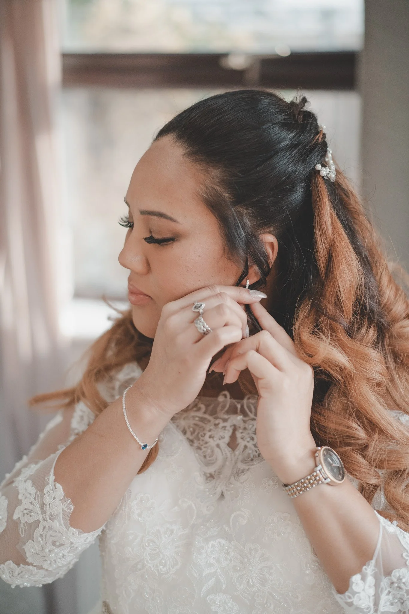 Portrait of a bride getting ready on her wedding day