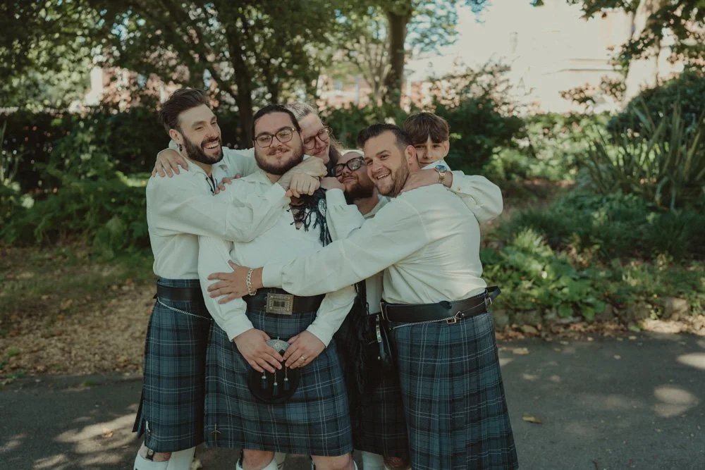 Groom and groomsmen photographed having a great time in Portsmouth 