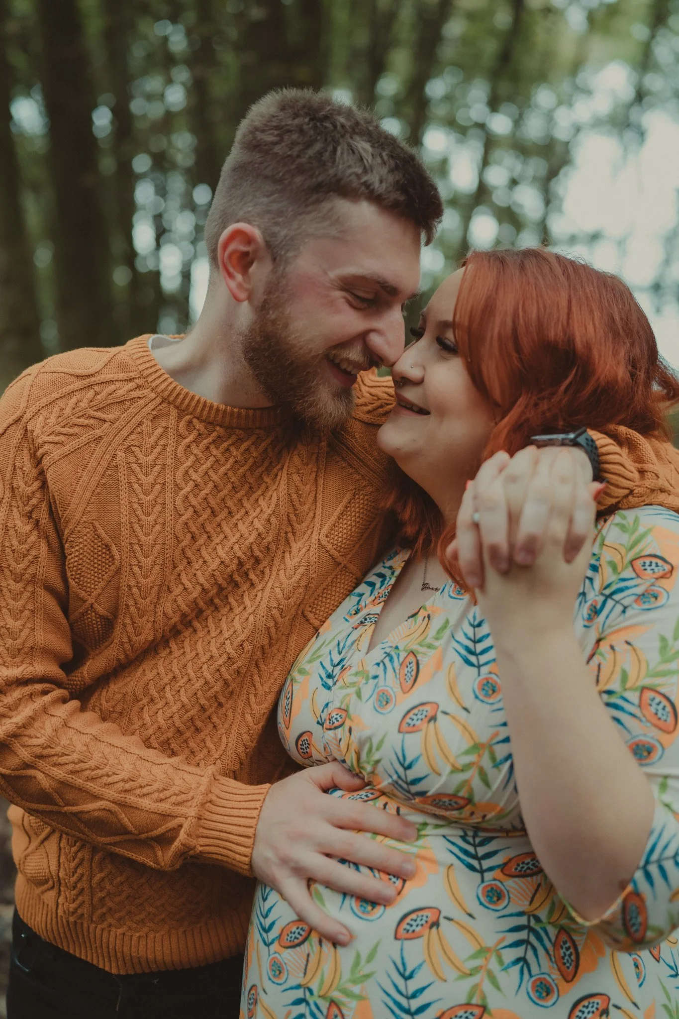Portrait of young couple during their save the date photoshoot