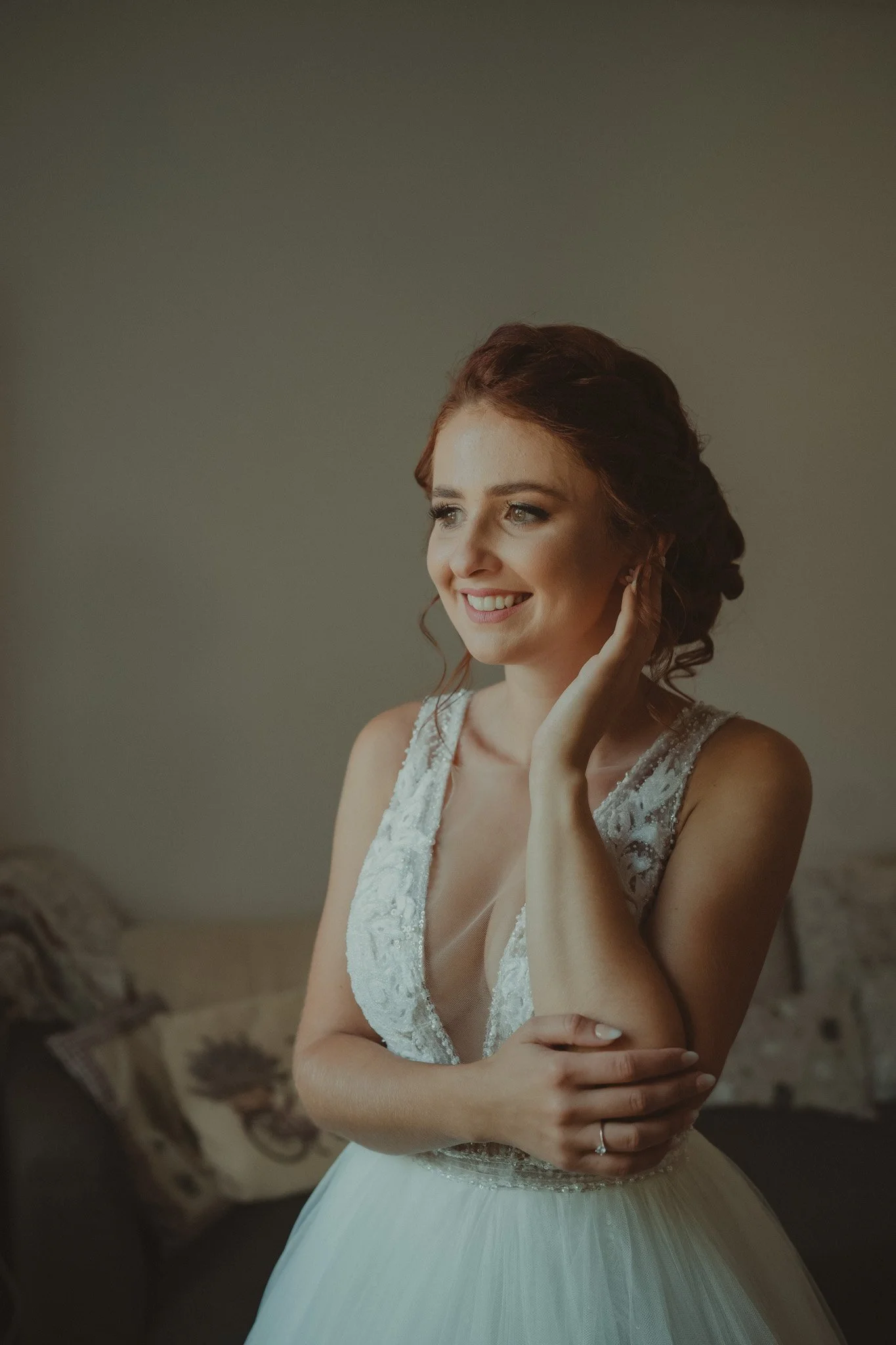 Bride during bride preparations in the morning of her wedding day