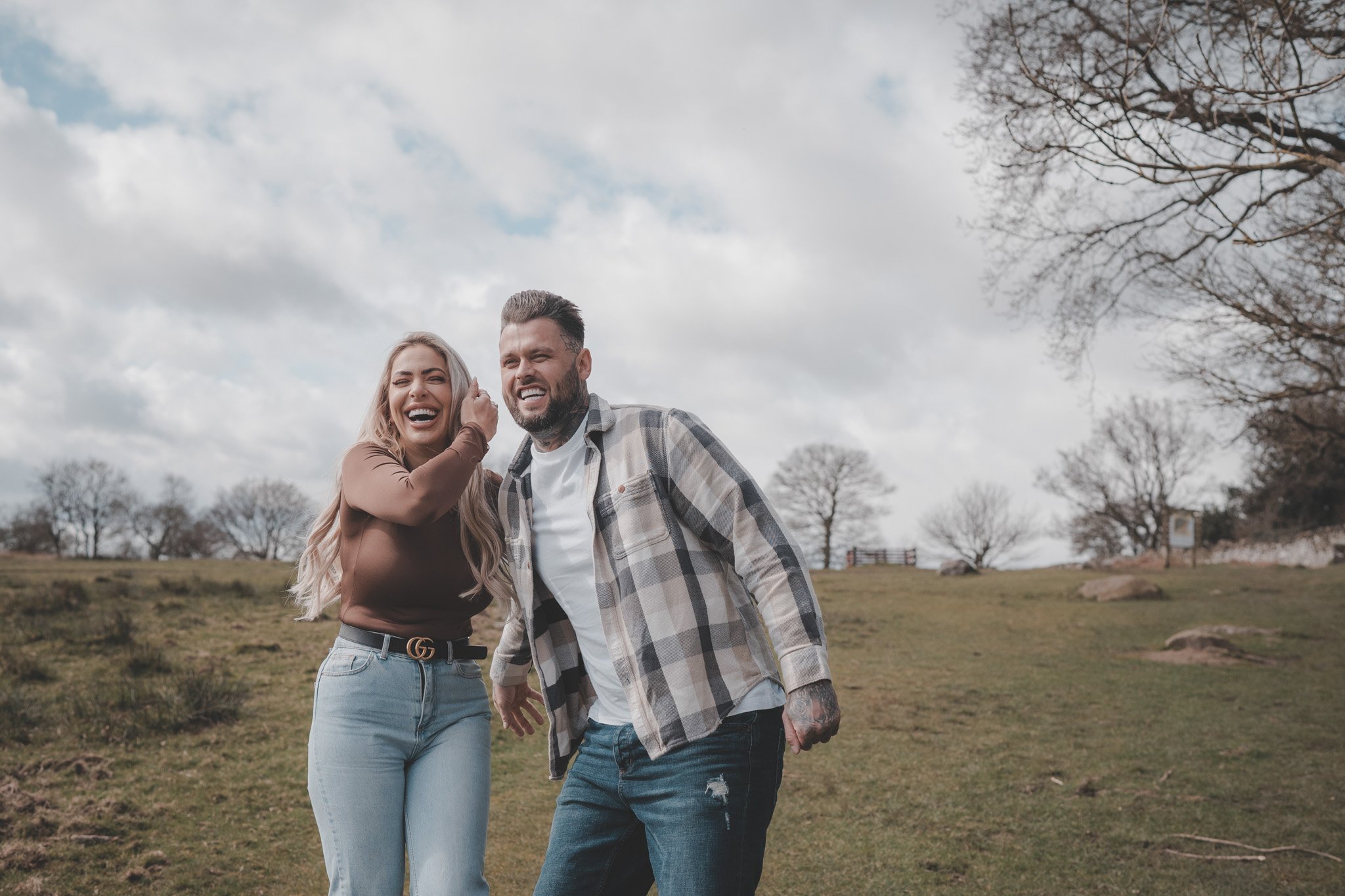 Couple having fun during a photo session in Bradgate Park, Leicester
