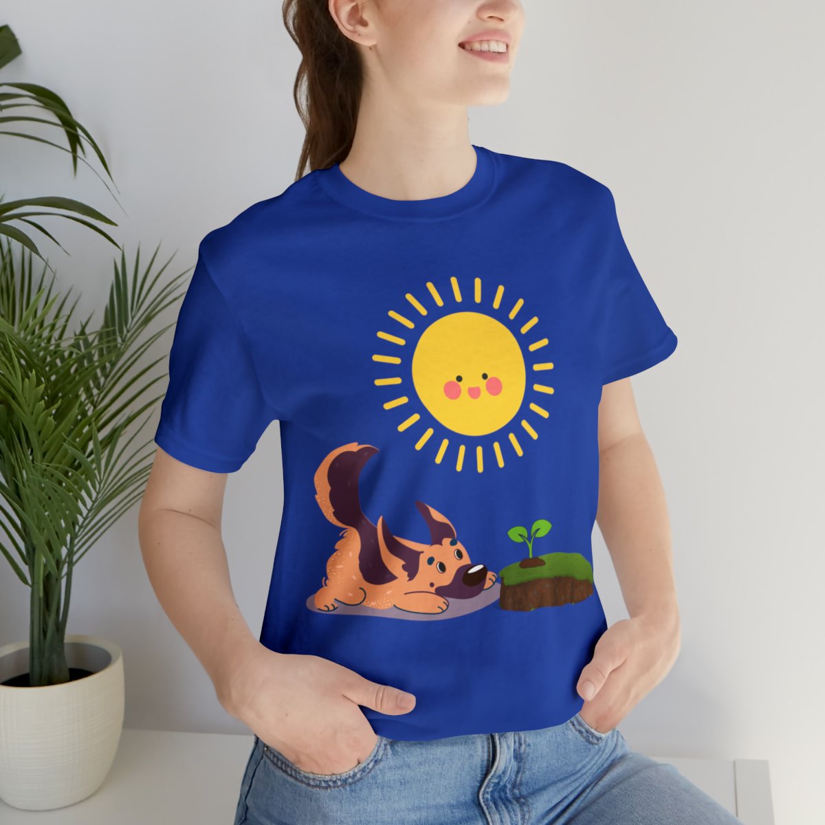 Cute German Shepherd Playing With Sprout Shirts