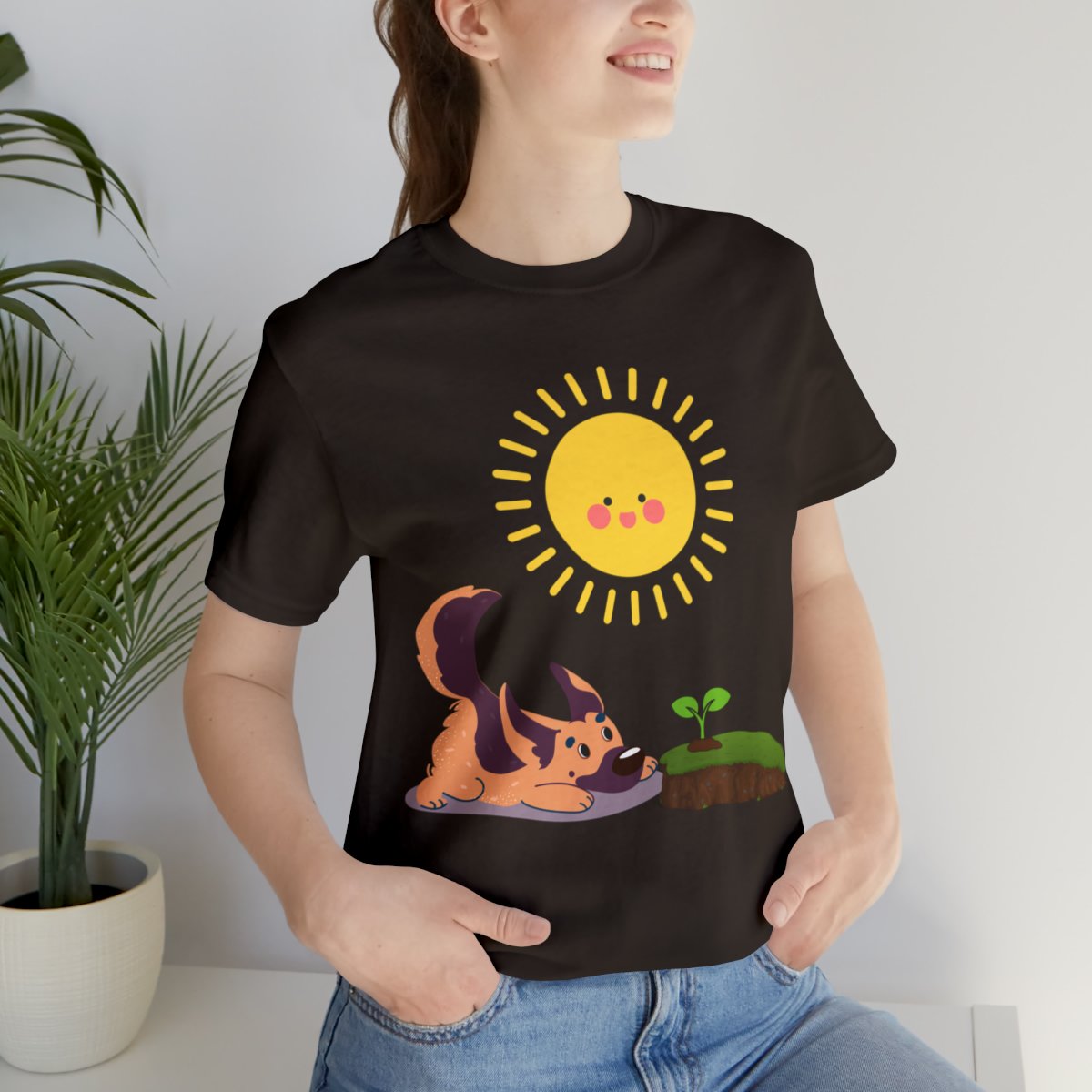 Cute German Shepherd Playing With Sprout Shirts
