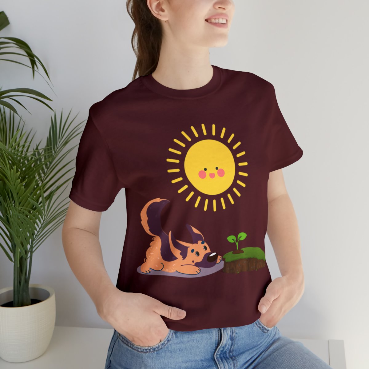 Cute German Shepherd Playing With Sprout Shirts