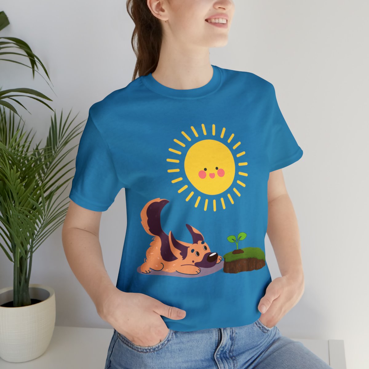 Cute German Shepherd Playing With Sprout Shirts