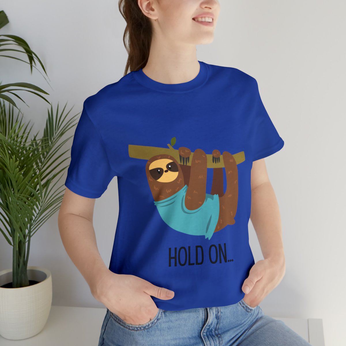 Hold On Sloth Hanging On Tree Branch Shirts - Blue.jpeg
