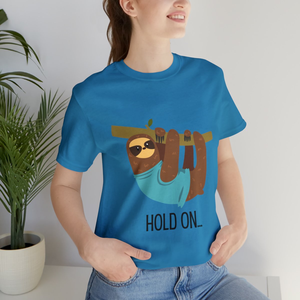 Hold On Sloth Hanging On Tree Branch Shirts - Aqua.jpeg