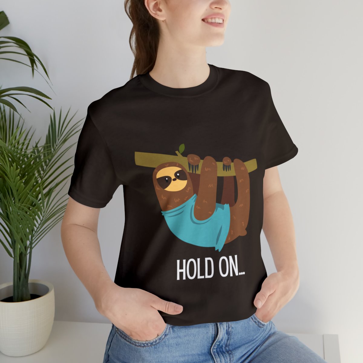 Hold On Sloth Hanging On Tree Branch Shirts - Brown.jpeg
