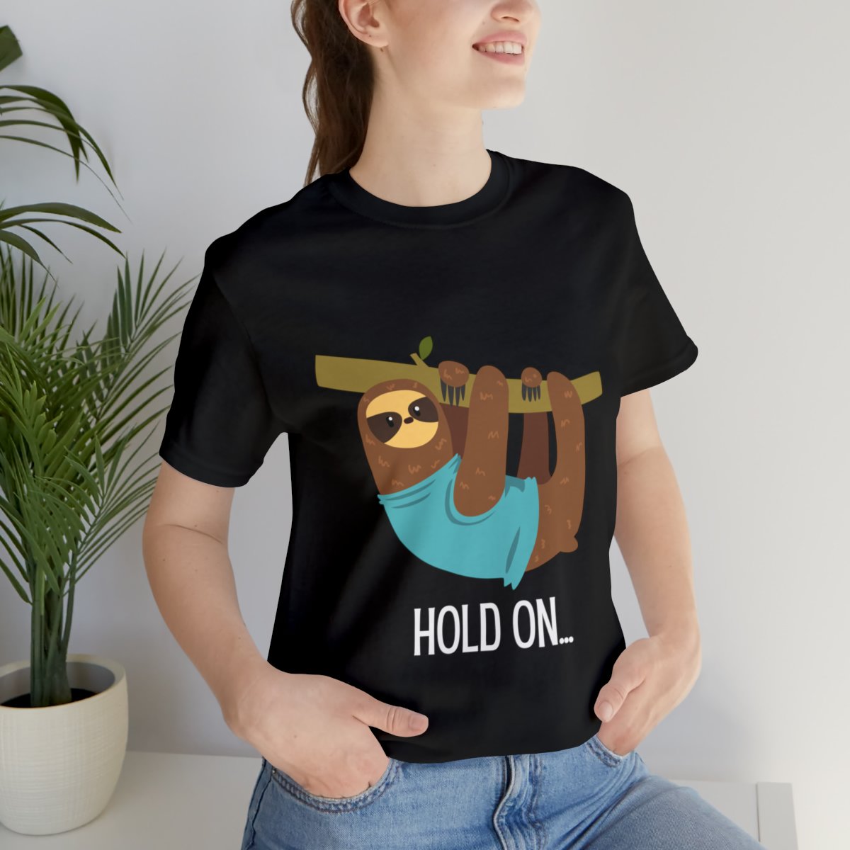 Hold On Sloth Hanging On Tree Branch Shirts - Black.jpeg