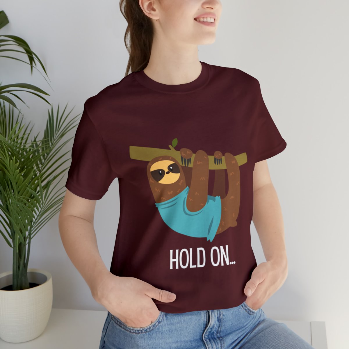 Hold On Sloth Hanging On Tree Branch Shirts - Maroon.jpeg
